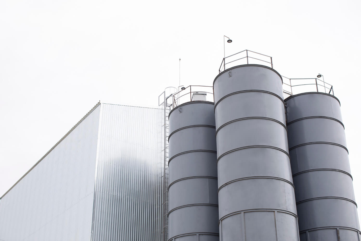 Industrial manufacturing plant with bulk processing infrastructure